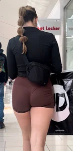 Super tight round ass EATING UP spandex shorts