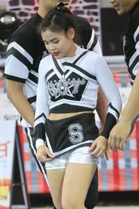 Bunch of athletic Thai cheerleaders at a competition