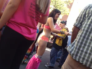 Promo girl in a sexy little outfit