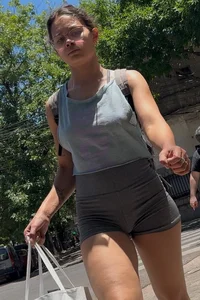 Girl with glasses post gym, Mimi cameltoe
