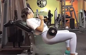 Sexy brunette gym girl in different leggings with a nice ass