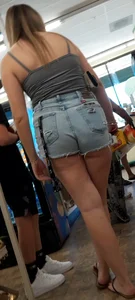Pawg with cheeks hanging out of her shorts