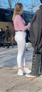 Hot German teen with fat ass in white skinny