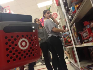 Couple of supermarket candid girls