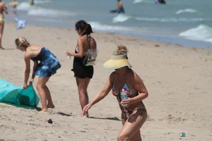 Big collection of various sexy girls on a beach in bikinis