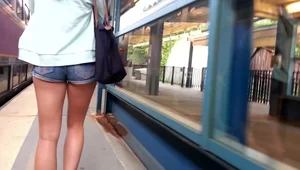 Screenshots from The Epic Blonde video of a girl in shorts and dresses