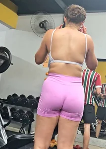 Girl in tight pink shorts