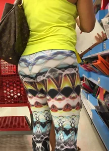 Milf shopping at Target in patterned leggings