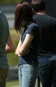 Cute brunette with a nice little booty in tight jeans