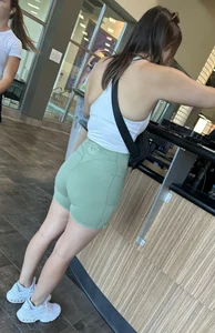 College PAWG with a great ass in biker shorts