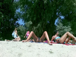 Beach Creepshot - Girl in a Swimsuit with Spread Legs