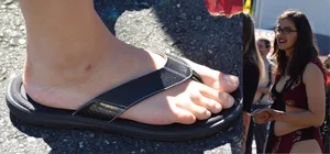 Feet in Sandals Street Closeup Creepshot