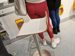 Nice ass in tight red leggings shopping