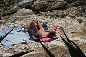 Nude girls on a beach in Hvar, Croatia