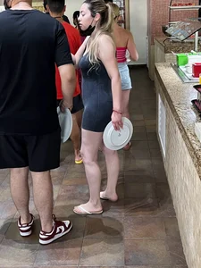 Thick Latina Bubble Butt At The Buffet (VPL)