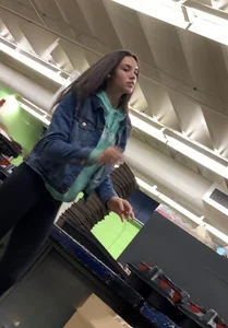 Sexy College teen thong with see-through leggings