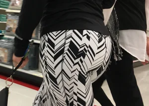 Black and white patterned leggings booty on cute girl at Target