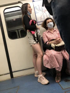 Cute Teen in Shorts, a Top and Sneakers Subway Huge Creepshots Collection