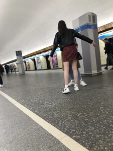 Hot slim legs in subway