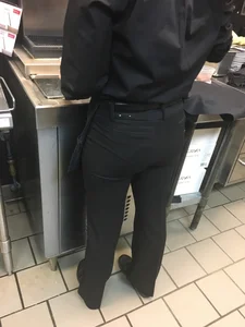 Hot Ass of a Female Fast Food Restaurant Worker in Tight Black Pantys