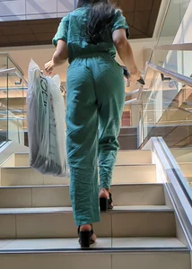Mall Baddie in Jumpsuit Walking Up The Stairs