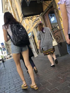 Long Skinny Legs in Sandals Street Creepshot