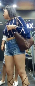 Hot Chunky Legs in Denim Shorts Photo