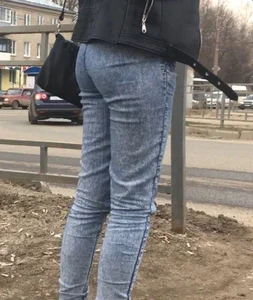 Booty in Blue Jeans Street Crosswalk Creepshots