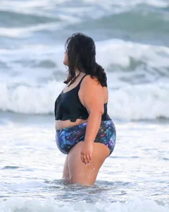 Extra thick girl at the beach in a bikini