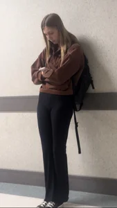 College Pawg Walking in Lulu + Slim Extra showing Cameltoe in Flares