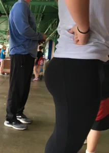 Big booty babe at a baseball game in tight leggings