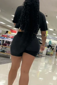 Black Girl with Nice Juicy Ass in Black Biker Shorts
