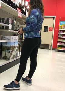 Brunette with glasses and nice ass shopping at Target in leggings