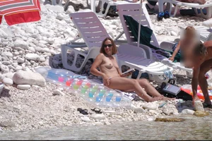 Nude girls on a beach in Hvar, Croatia