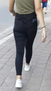 Nice Booty And Skinny Legs in Tight Black Jeans Street Creepshot