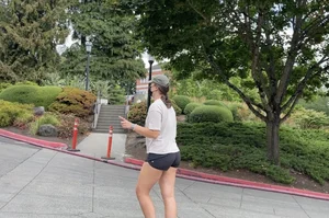 Thick college slut in shorts