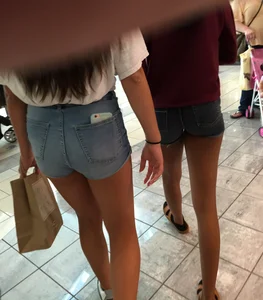 Hot Ass and Crotch in Denim ShortsCloseups at the Store