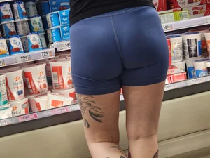 Out In The Wild 59 (tatted up bubble butt blue legging shorts)