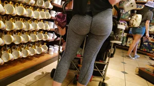 Crazy MILF Bubble Butt in gray leggings