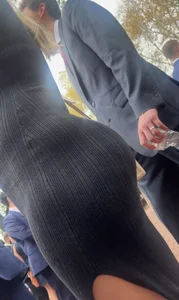 Beautiful blonde pregnant pawg in black dress