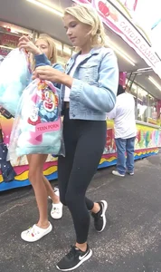 Cute Blonde Teen in Leggings Street Creepshot