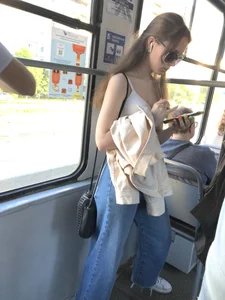A very cute candid teen in a public bus creepshot