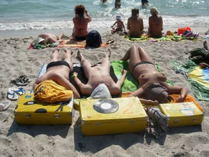 Nude beach and topless girls