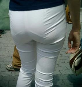 Milf's Ass in White Pants Closeup