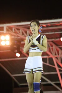Bunch of athletic Thai cheerleaders at a competition