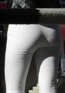 Great Candid Butt in White Tight Pants Street Creepshot