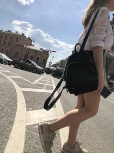 Teen in Pantyhose And a Mini-Skirt Street Crosswalk Creepshots Gallery