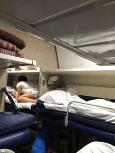 Barefoot Girl in Shorts in the Train Sleeping Car Candid Gallery