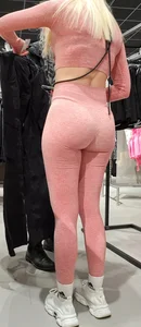 Fit Blonde in pink leggings (Slight VTL)