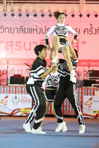 Bunch of athletic Thai cheerleaders at a competition